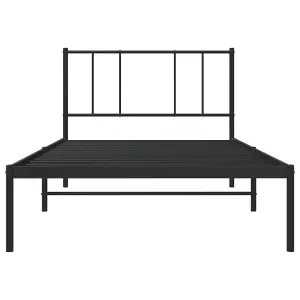 Berkfield Metal Bed Frame with Headboard Black 75x190 cm 2FT6 Small Single