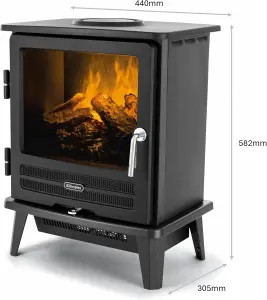 Dimplex Willowbrook Optimyst Electric Stove, Black Free Standing Electric Fireplace with Realistic LED Flame and Smoke Effect, Fan