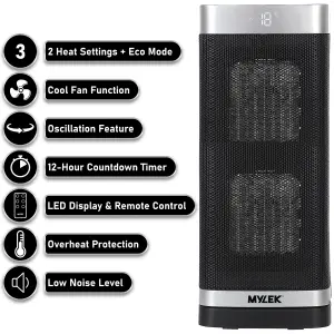 Mylek Space Heater, Oscillating Electric PTC Ceramic Heater 2000W