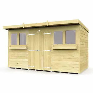 12 x 5 Feet Pent Summer Shed - Wood - L147 x W358 x H201 cm