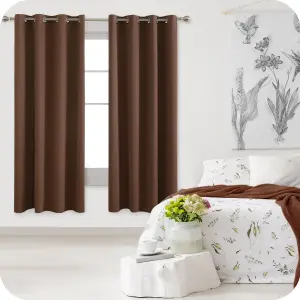 Deconovo Blackout Curtains Thermal Insulated Curtains Energy Saving Eyelet Blackout Curtains W52 x L72 Inch Brown 2 Panels