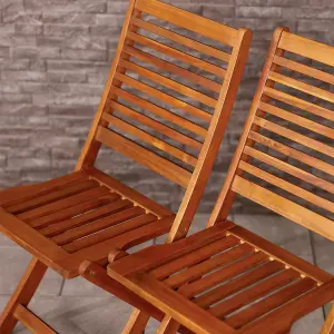 Charles Bentley FSC Acacia Wood Pair of Outdoor Foldable Chairs