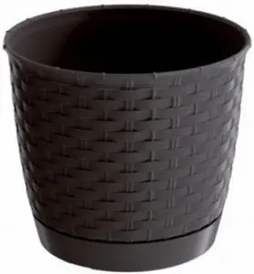 Plant Pot Flowerpot Wave Plastic Crystal Modern Decorative Small Medium Large Anthracite Round 11 Litres