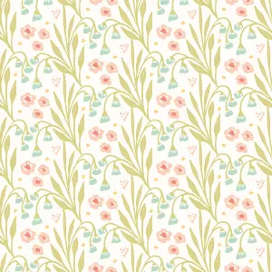 Hoopla Walls Meadow Stripe Peach & Duck Egg Smooth Matt Wallpaper