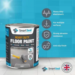 Heavy Duty Floor Paint, Grey, Premium Protection for High Traffic Areas, Anti-Slip Finish, Concrete Brick, Stone and Wood, 5L