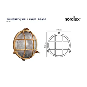 Nordlux Polperro Outdoor Patio Terrace Garden Wall Light In Brass (Height) 9.3cm