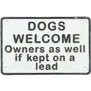 Dogs Welcome Cast Iron Sign Plaque Door Wall House Fence Gate Post Garden