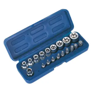 Sealey 19 Pieces 3/8" Square Drive TRX-Star Socket & Bit Set E7-E20 AK6191