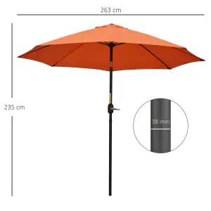 Outsunny 2.6M Patio Umbrella Outdoor Sunshade Canopy w/ Tilt and Crank Orange