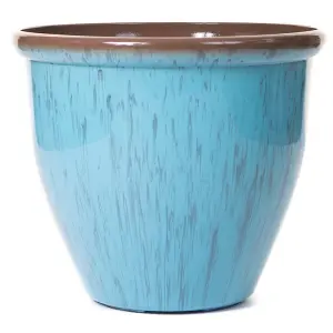 30cm Running Glaze Planter - Aqua