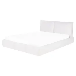 Boucle EU King Size Bed White VINAY