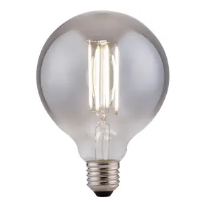 Harper Living 8 Watts G125 E27 LED Bulb Smoked Globe Cool White Dimmable, Pack of 5