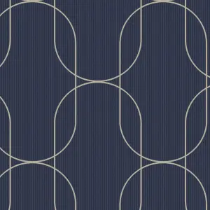 Superfresco Easy Navy Metallic effect Geometric Textured Wallpaper Sample