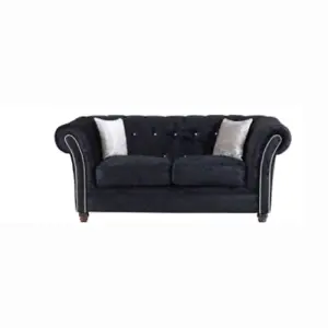 Black Derby Chesterfield Suite 2 Seater Iconic Corner Sofa with Timeless Elegance