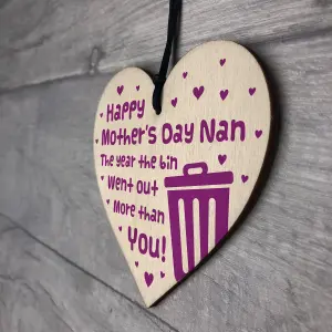 Red Ocean Mothers Day Wood Heart Gift For Nan Novelty Mother's Day Gift For Her Nanny Nan