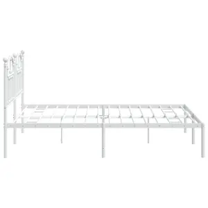 Berkfield Metal Bed Frame with Headboard White 183x213 cm