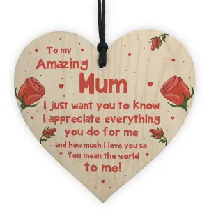 Quirky Gift For Mum Birthday Christmas Wood Heart Gift For Her From Daughter Son Keepsake