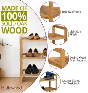 Hallowood Furniture Waverly Oak Narrow 3 Tier Stackable Shoe Rack