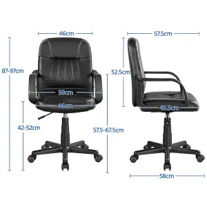 Yaheetech Adjustable Faux Leather Swivel Office Chair with Armrests - Black