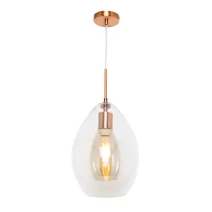 Inlight Batu Satin Copper effect LED Pendant ceiling light, (Dia)250mm