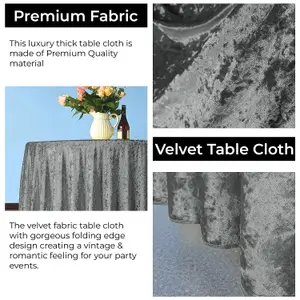 Diamond Velvet Round Tablecloth, Sliver , 90 Inch