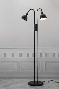 Nordlux Ray 2-Spot Indoor Living Dining Bedroom Floor Lamp In Black (Height) 162cm