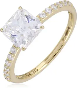 Diamonique 1.6Ct Tw Princess Cut Ring 9Ct Gold