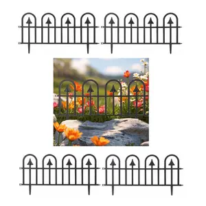 4x Black Scallop Border Edging Fence Interconnecting Flexible Plastic Fencing 60cm