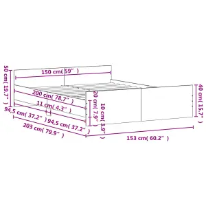 Berkfield Bed Frame with Headboard and Footboard White 150x200 cm