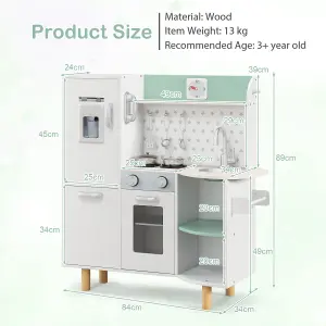 Costway Wooden Kids Pretend Play Kitchen Children Role Play Cooking Set w/ Cooking Stove