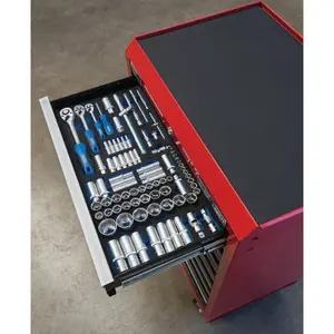 Draper Socket Set in Full Drawer EVA Insert Tray, 1/4", 3/8", and 1/2" (84 Piece) 63540