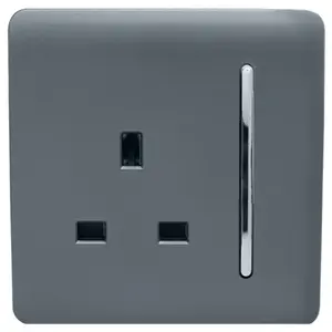 Trendiswitch Warm Grey 1 Gang 13 Amp Switched Socket