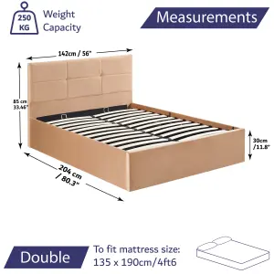 Ottoman Bed Frame Double Luxury Storage Bed with Hybrid Mattress