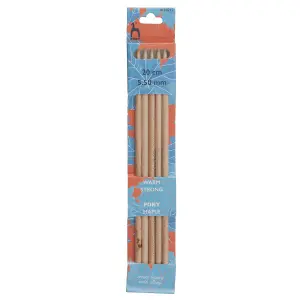 MAPLE DE KP 20CMX5.50 - Knitting Pins: Double-Ended: Set of Five: Maple: 20cm x 5.50mm - Pony