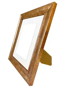 Scandi Gold Frame with White Mount for Image Size 4 x 3 Inch