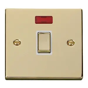 Polished Brass 1 Gang 20A Ingot DP Switch With Neon - White Trim - SE Home