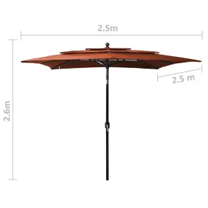 Berkfield 3-Tier Parasol with Aluminium Pole Terracotta 2.5x2.5 m