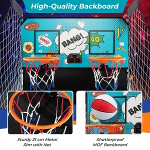 Costway 8 IN 1 Basketball Arcade Game Indoor Sport Basketball Arcade Shootout Scoreboard