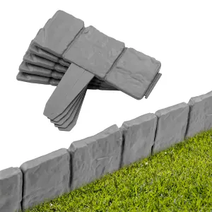 KCT 8 Pack- Stone Slab Garden Lawn Border Edgings - 80 Pieces Total