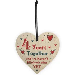 Funny Rude 4th Anniversary Gift For Husband Wife Gift For Him Her Wooden Heart