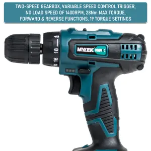 MYLEK BMC Cordless Drill with MYLEK 4ORCE 204 Piece Accessory Kit