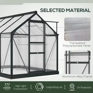 Outsunny 6x8ft Walk-In Polycarbonate Greenhouse Plant Grow Galvanized Aluminium