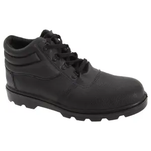 Grafters Mens Grain Leather Treaded Safety Toe Cap Boots Black (7 UK)