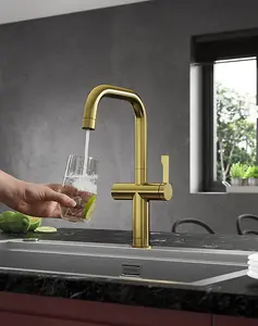 Clearwater Mariner Kitchen Filter Tap Filtered Water & Cold & Hot Brushed Brass PVD - MAL10BB