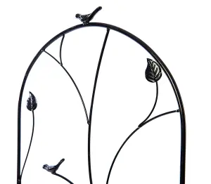 Metal Garden Trellises Plant Climbing Rose Supports 120cm Bird & Leaf  Set of 2