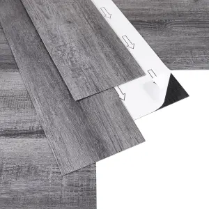 GoodHome Poprock Rustic Grey Wood effect Self-adhesive Vinyl plank, 1.11m²