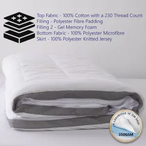 Glamhaus Mattress Topper Memory Foam Gel Cushioned Cotton Bed Topper Anti Allergy