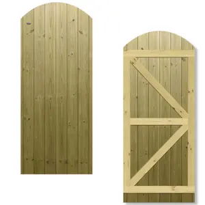 Premier Garden Supplies Pedestrian Gate 180cm (6ft) High x 75cm Wide Tongue & Groove Arch Top Fully Framed Single Swing Gate