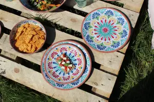 Purely Home Rio Medallion Melamine Dinner Plates - Set of 8