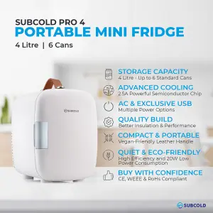 Subcold Pro 4L Mini Fridge White